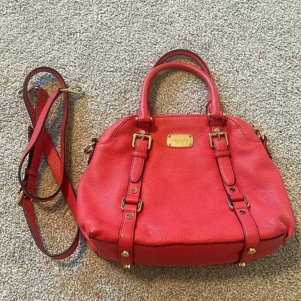 Michael Kors Bedford bowling satchel salmon pink purse - Picture 1 of 15
